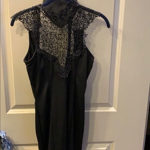 Nasty Gal Black Lace Collar Mini Dress Open Back